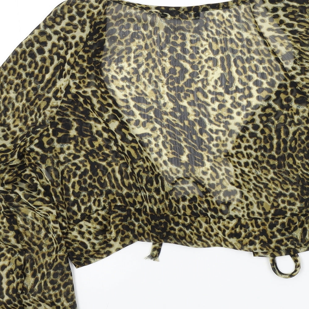 PRETTYLITTLETHING Womens Brown Animal Print  Basic Blouse Size 8