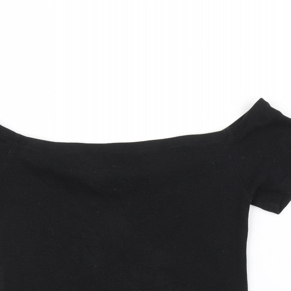 Womens UK Size 12 Select Black Cropped T-Shirt