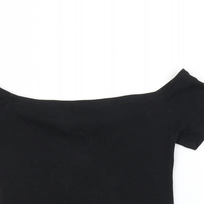 Womens UK Size 12 Select Black Cropped T-Shirt