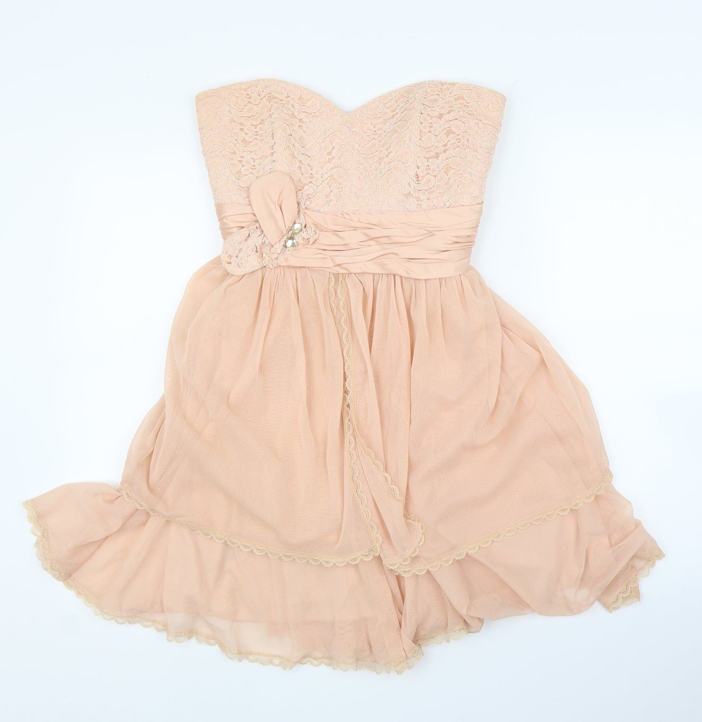 Preworn Girls Pink Floral  A-Line  Size XL