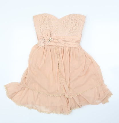 Preworn Girls Pink Floral  A-Line  Size XL