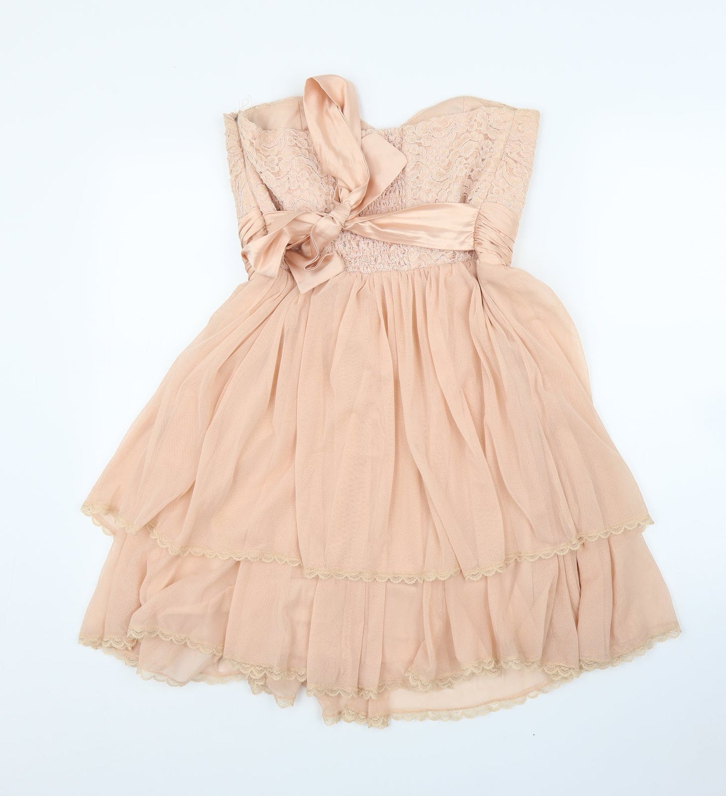 Preworn Girls Pink Floral  A-Line  Size XL