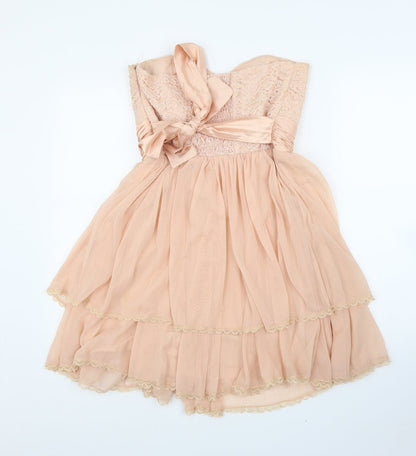 Preworn Girls Pink Floral  A-Line  Size XL