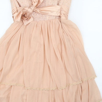 Preworn Girls Pink Floral  A-Line  Size XL