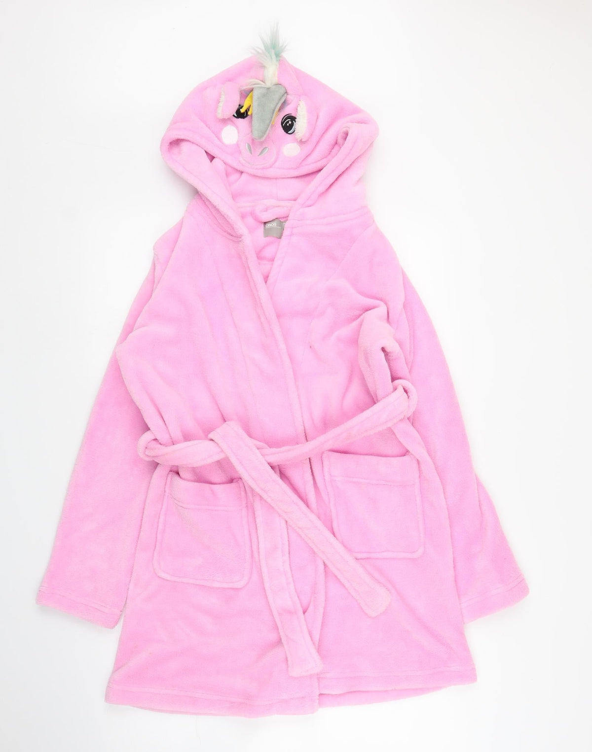 Additional front view of ASOS women’s pink solid capri robe, size XS, - unicorn