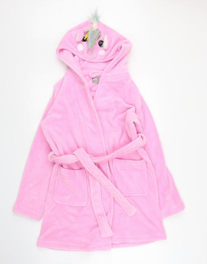 Additional front view of ASOS women’s pink solid capri robe, size XS, - unicorn