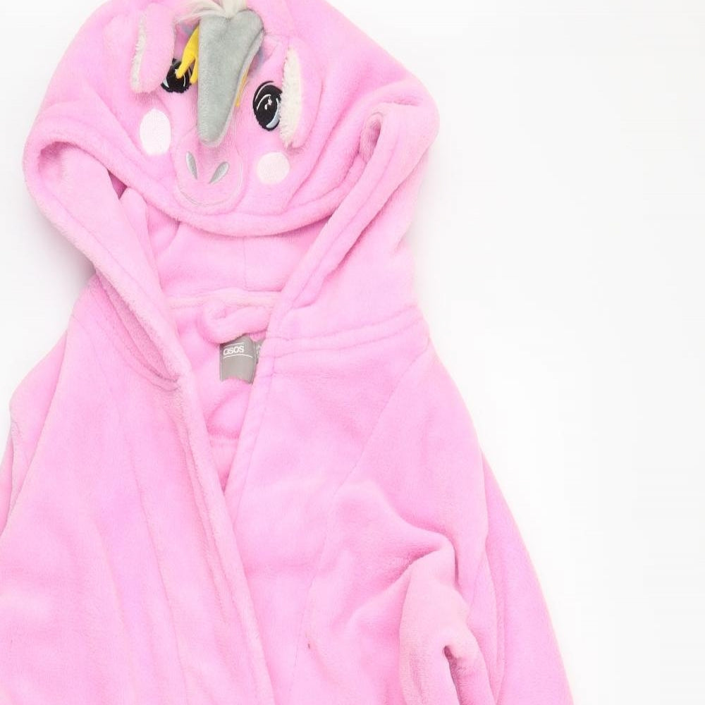 Close-up detail of ASOS women’s pink solid capri robe, size XS, - unicorn