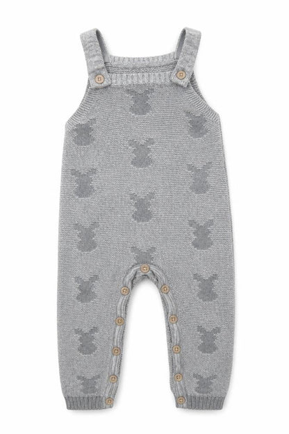Front view of George boys’ grey dungaree one-piece, size 12, months