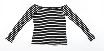 FOREVER 21 Womens Black Striped  Basic Blouse Size L