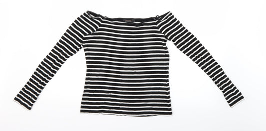 FOREVER 21 Womens Black Striped  Basic Blouse Size L