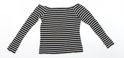 FOREVER 21 Womens Black Striped  Basic Blouse Size L