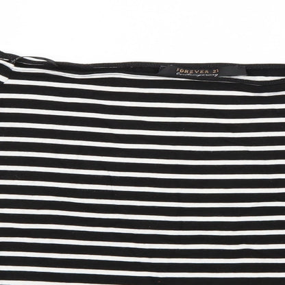 FOREVER 21 Womens Black Striped  Basic Blouse Size L