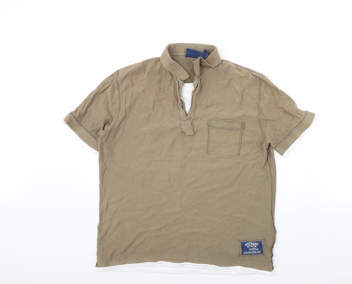 outrage Mens Brown    Polo Size L
