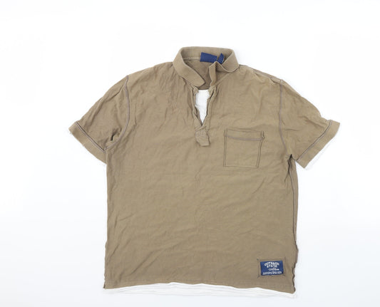 outrage Mens Brown    Polo Size L
