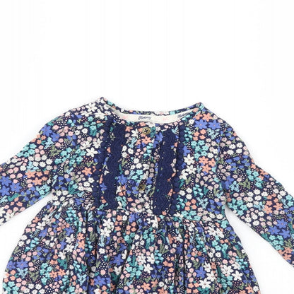 Manta Ray Girls Blue Floral  Fit & Flare  Size 18 Months