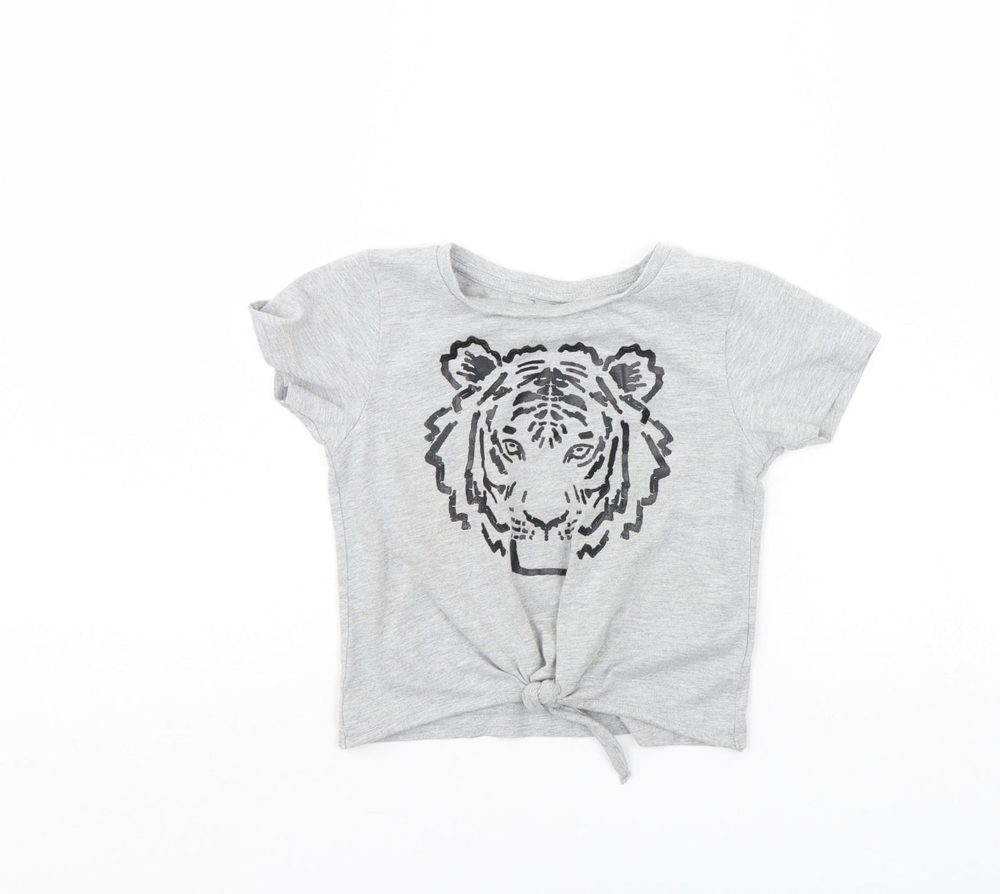 I Love Girls Wear Girls Grey   Cropped T-Shirt Size 4 Years  - Tiger