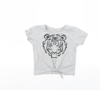 I Love Girls Wear Girls Grey   Cropped T-Shirt Size 4 Years  - Tiger