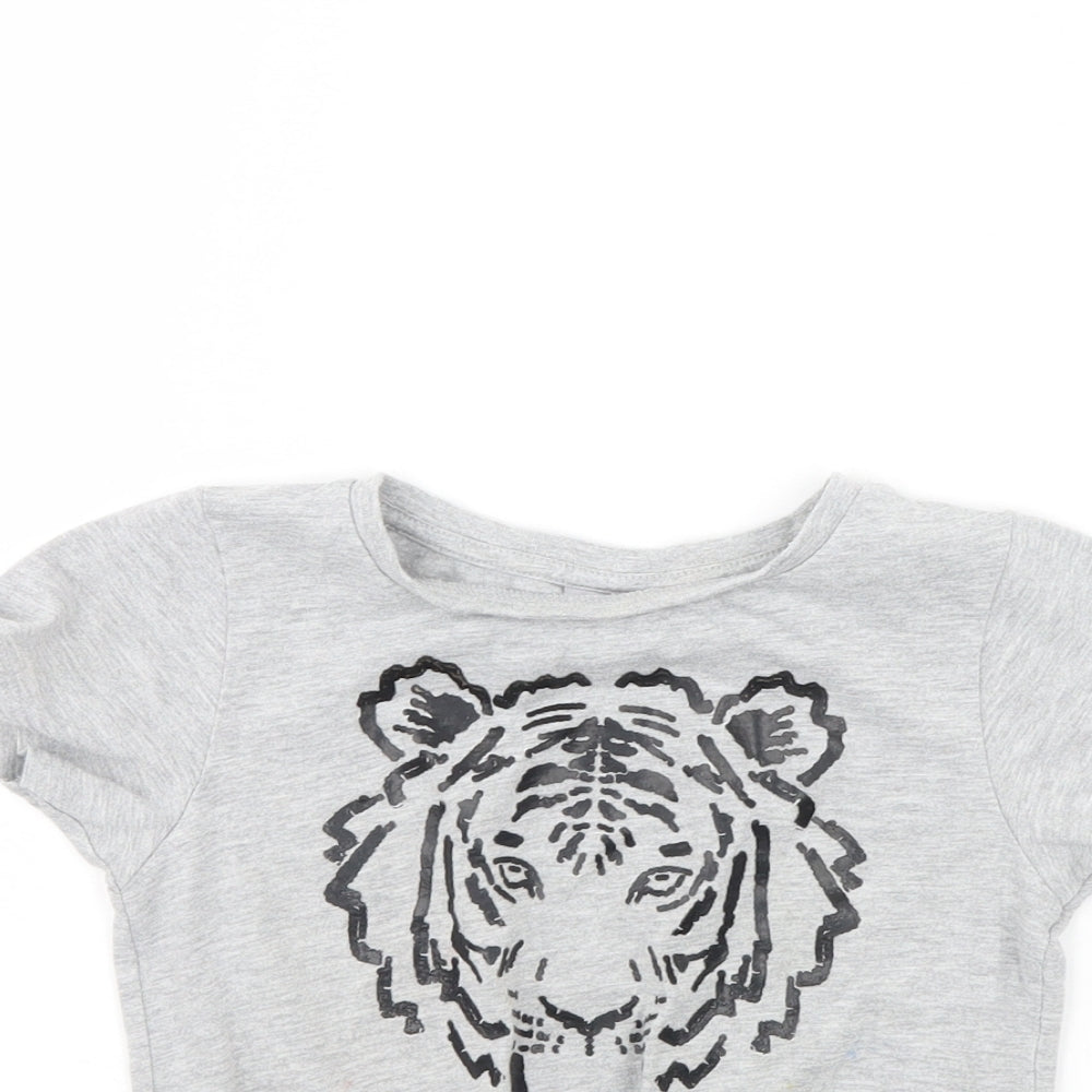 I Love Girls Wear Girls Grey   Cropped T-Shirt Size 4 Years  - Tiger