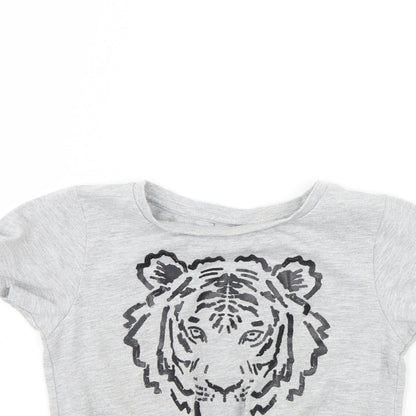 I Love Girls Wear Girls Grey   Cropped T-Shirt Size 4 Years  - Tiger