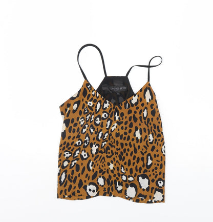 Womens UK Size 8 Topshop Brown Cropped Tank