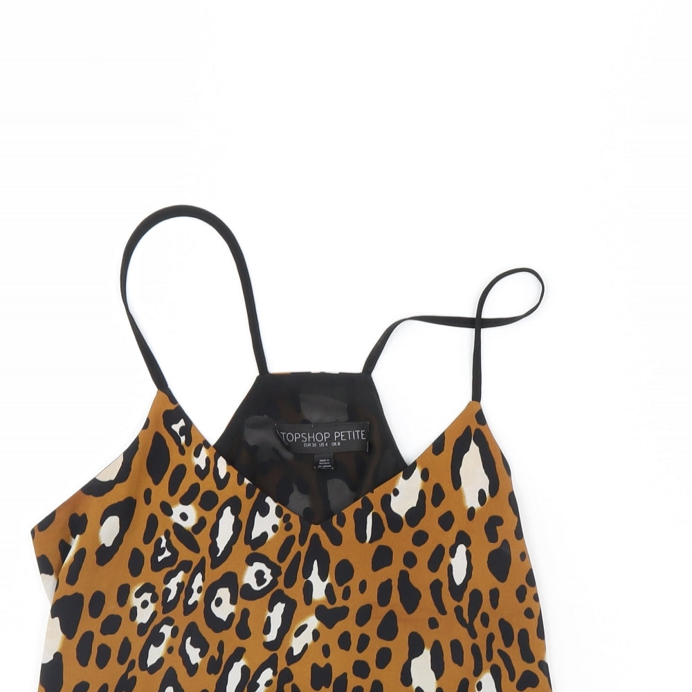 Womens UK Size 8 Topshop Brown Cropped Tank