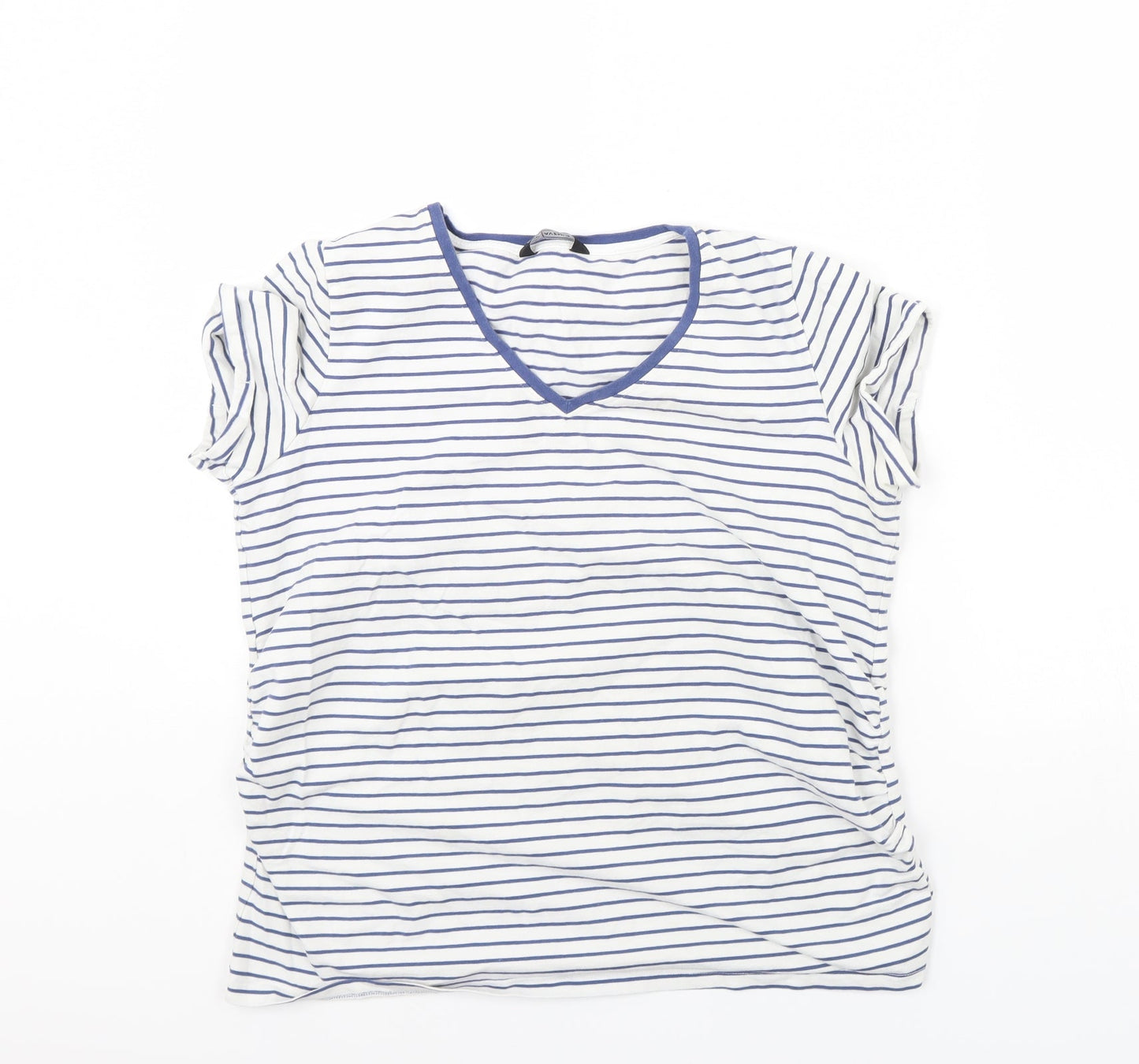 Avenue Womens White Striped  Basic T-Shirt Size 12