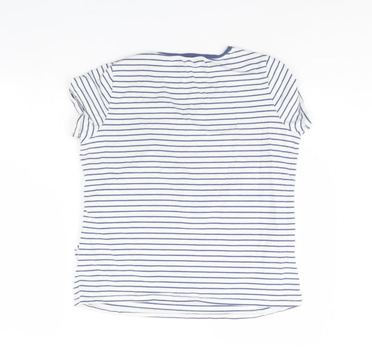 Avenue Womens White Striped  Basic T-Shirt Size 12