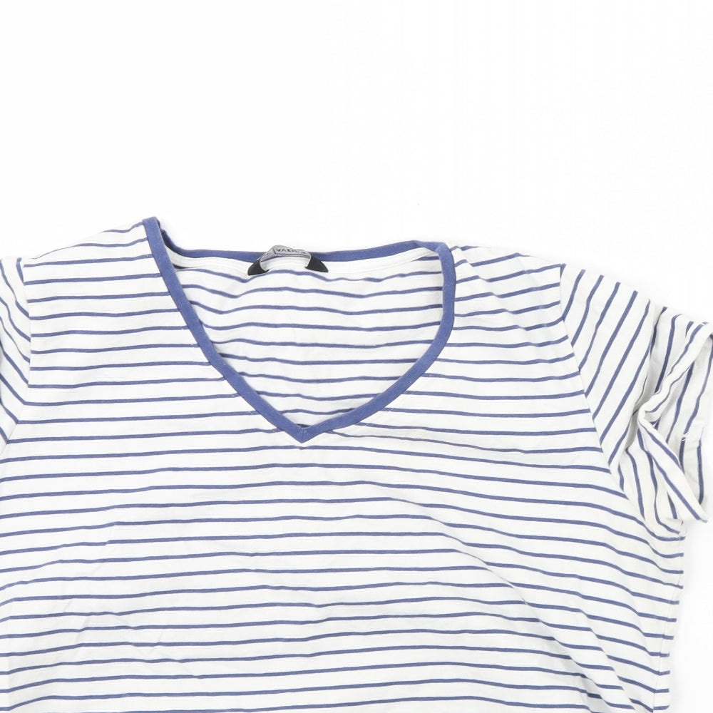 Avenue Womens White Striped  Basic T-Shirt Size 12