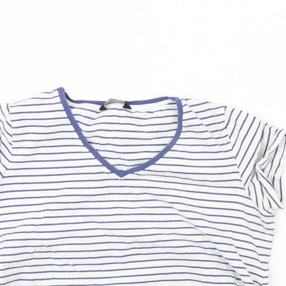 Avenue Womens White Striped  Basic T-Shirt Size 12