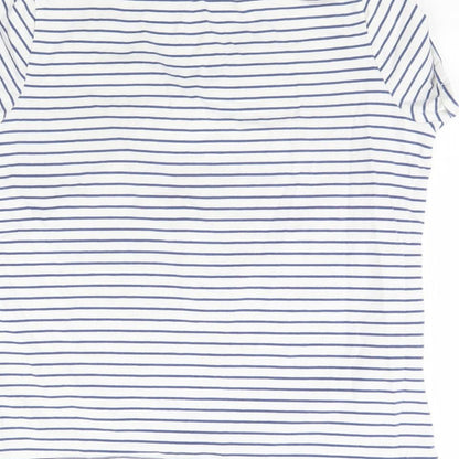 Avenue Womens White Striped  Basic T-Shirt Size 12
