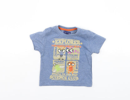 Additional front view of Minoti Baby Blue Basic T-Shirt, size 6-9, Months