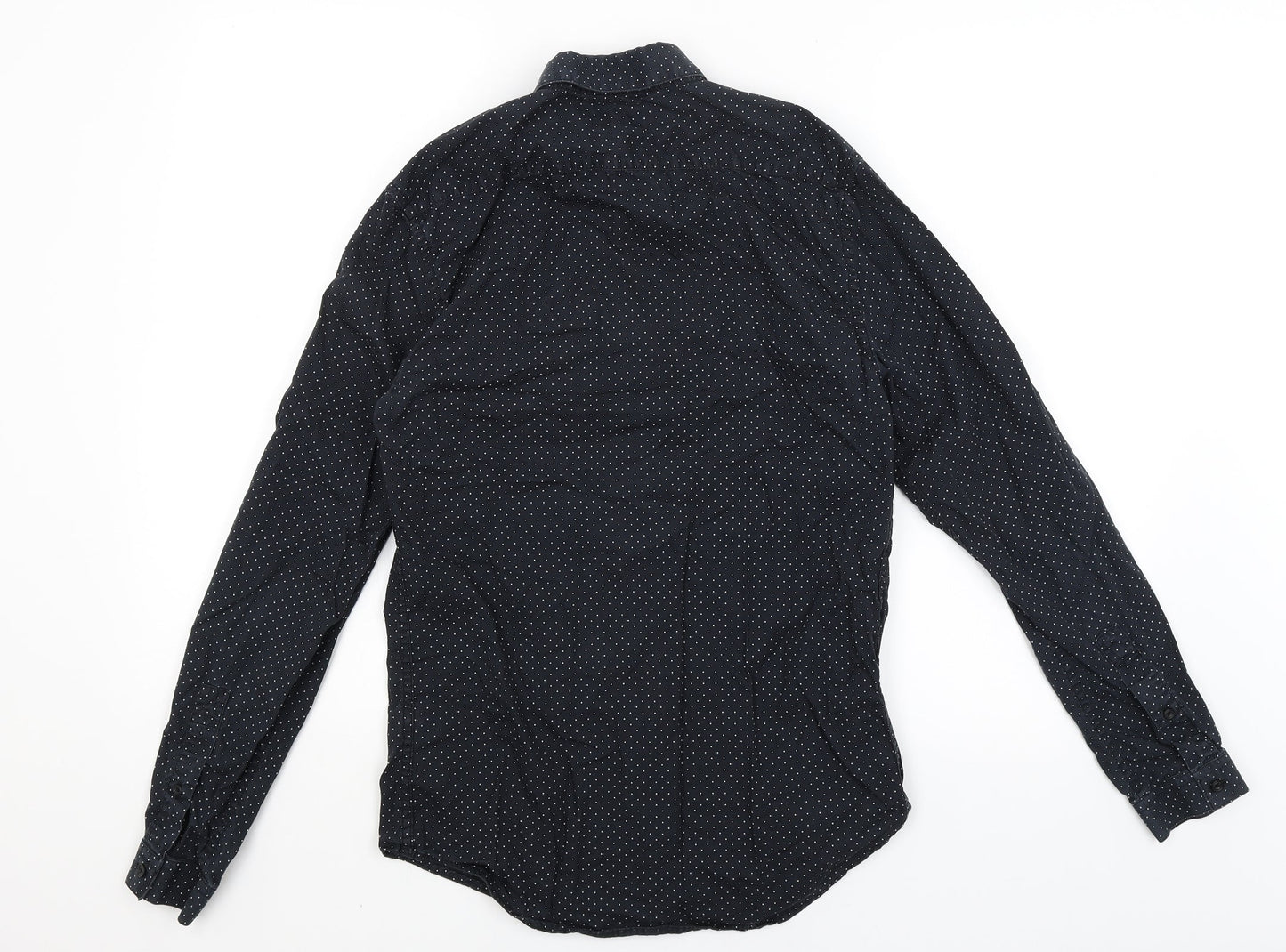 Zara Man Mens Blue Polka Dot   Button-Up Size S