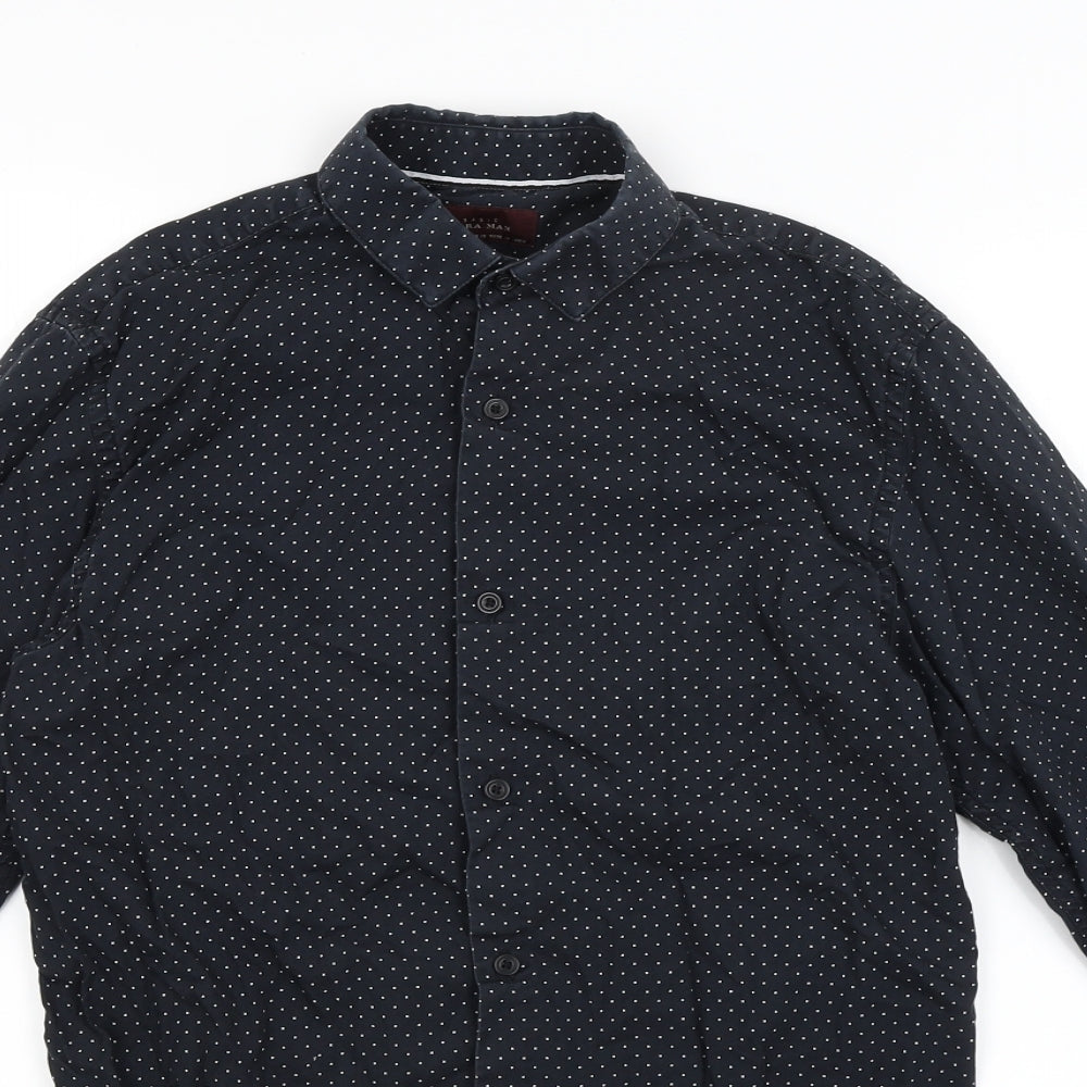Zara Man Mens Blue Polka Dot   Button-Up Size S