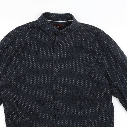 Zara Man Mens Blue Polka Dot   Button-Up Size S