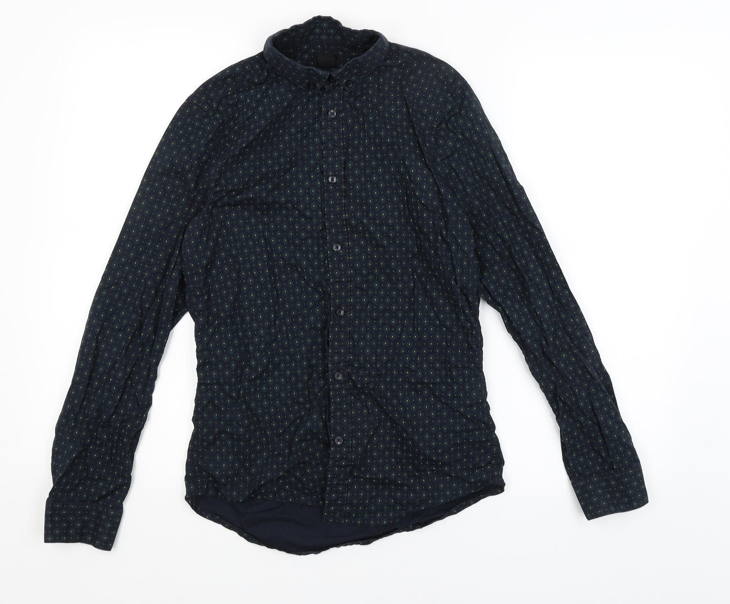 Mens UK Size XS H&M Blue  Button-Up Long Sleeve Casual Shirt