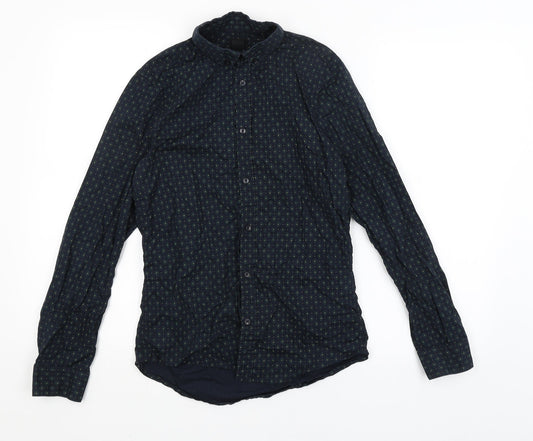 Mens UK Size XS H&M Blue  Button-Up Long Sleeve Casual Shirt