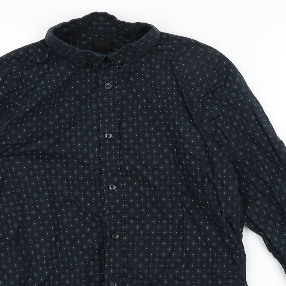 Mens UK Size XS H&M Blue  Button-Up Long Sleeve Casual Shirt