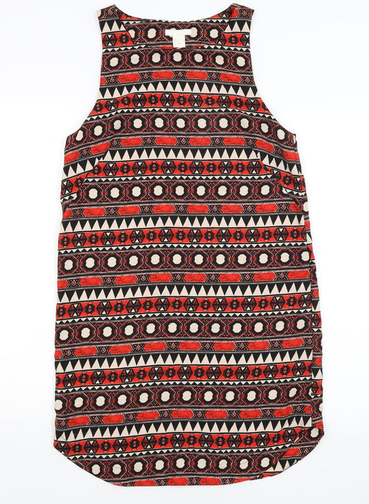 H&M Womens Red Geometric  A-Line  Size 8