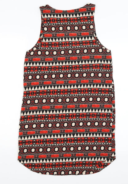 H&M Womens Red Geometric  A-Line  Size 8