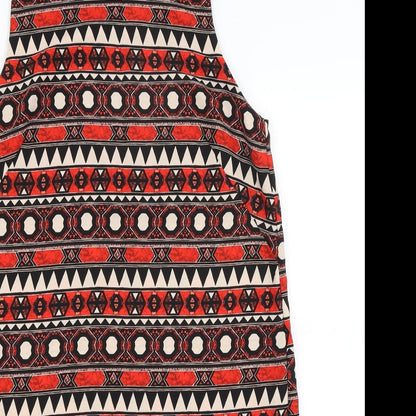 H&M Womens Red Geometric  A-Line  Size 8