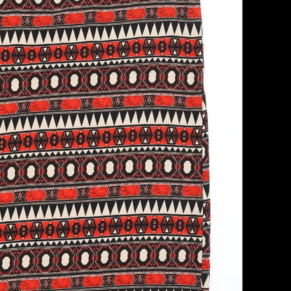 H&M Womens Red Geometric  A-Line  Size 8