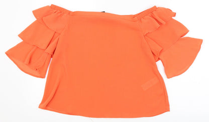 Womens UK Size 10 New Look Orange Basic T-Shirt