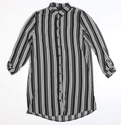 New Look Womens Black Striped  Shirt Dress  Size 10