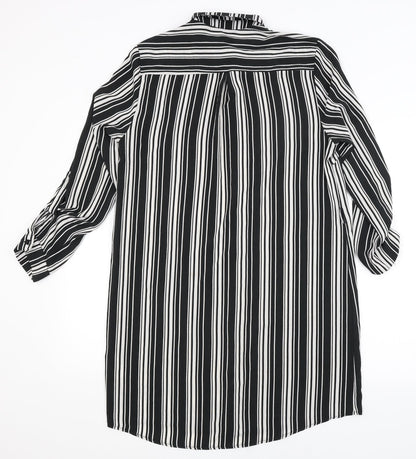 New Look Womens Black Striped  Shirt Dress  Size 10