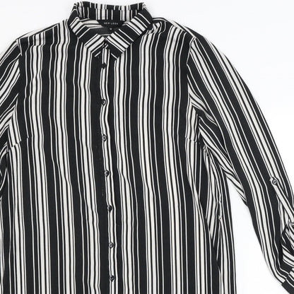 New Look Womens Black Striped  Shirt Dress  Size 10