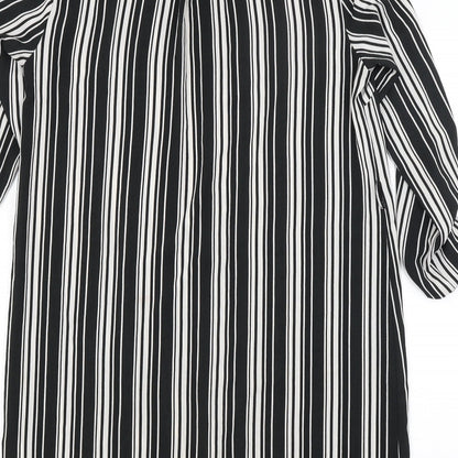 New Look Womens Black Striped  Shirt Dress  Size 10