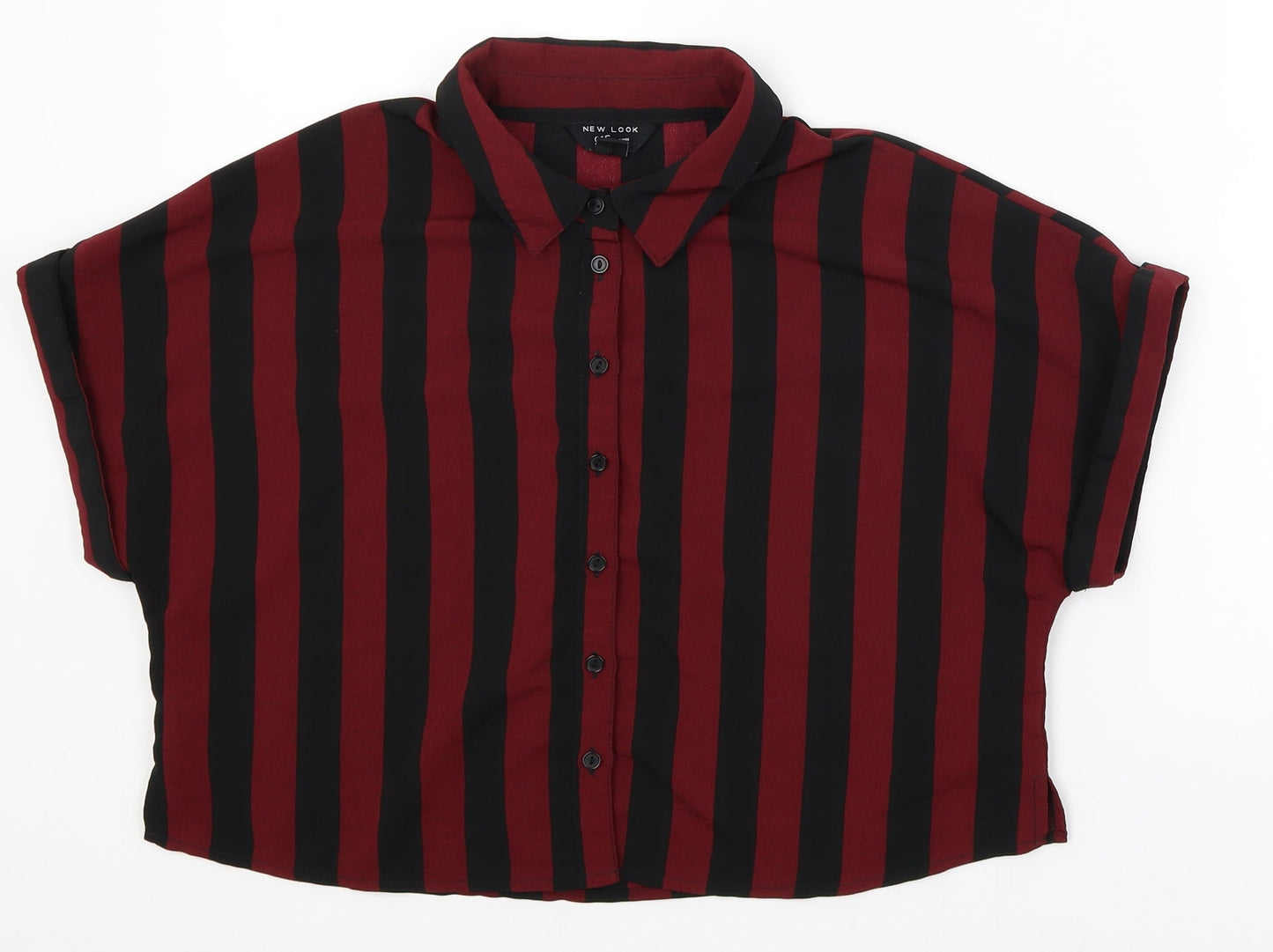 New Look Girls Red Striped  Cropped Button-Up Size 14 Years