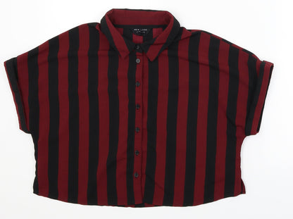 New Look Girls Red Striped  Cropped Button-Up Size 14 Years