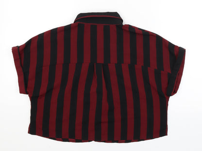 New Look Girls Red Striped  Cropped Button-Up Size 14 Years