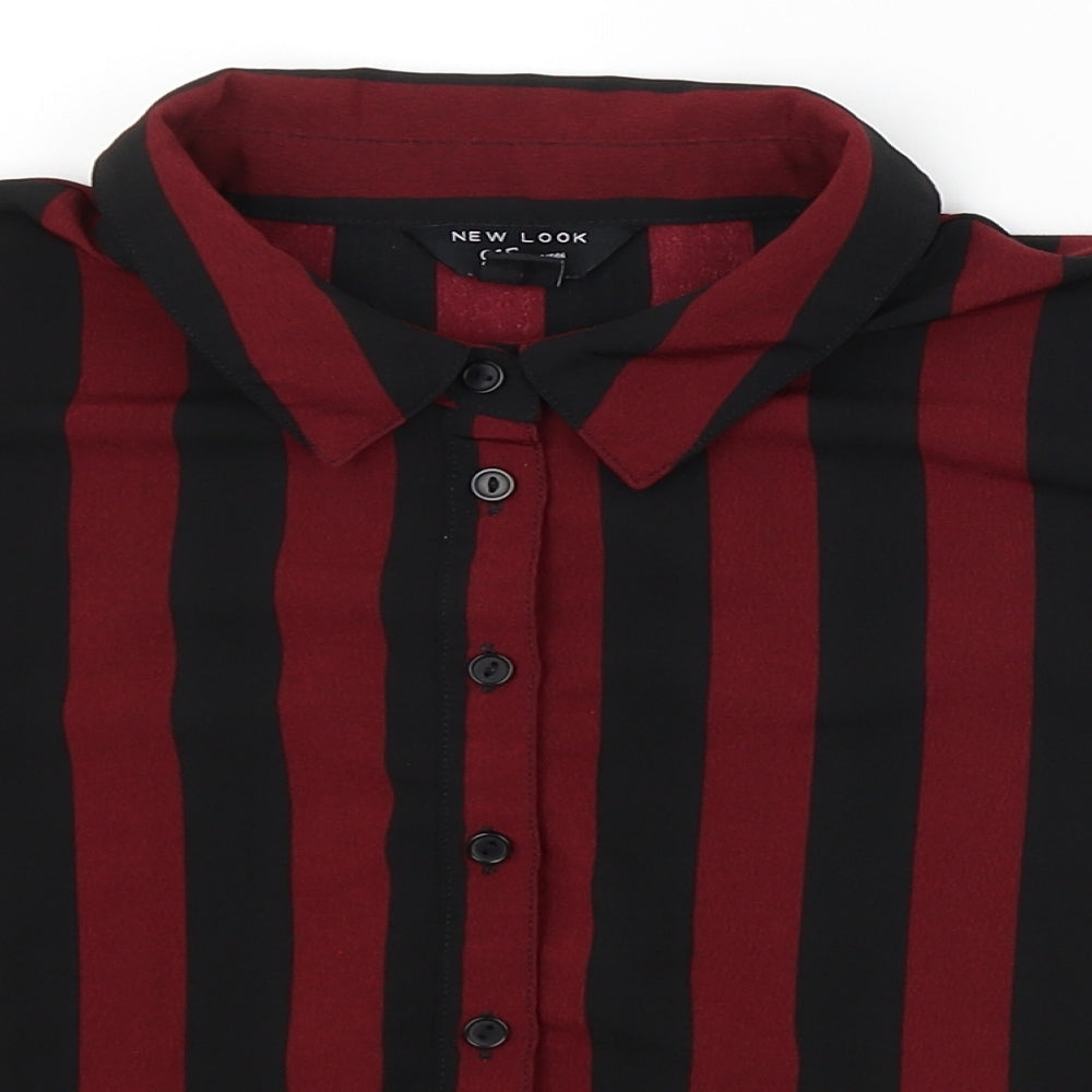 New Look Girls Red Striped  Cropped Button-Up Size 14 Years